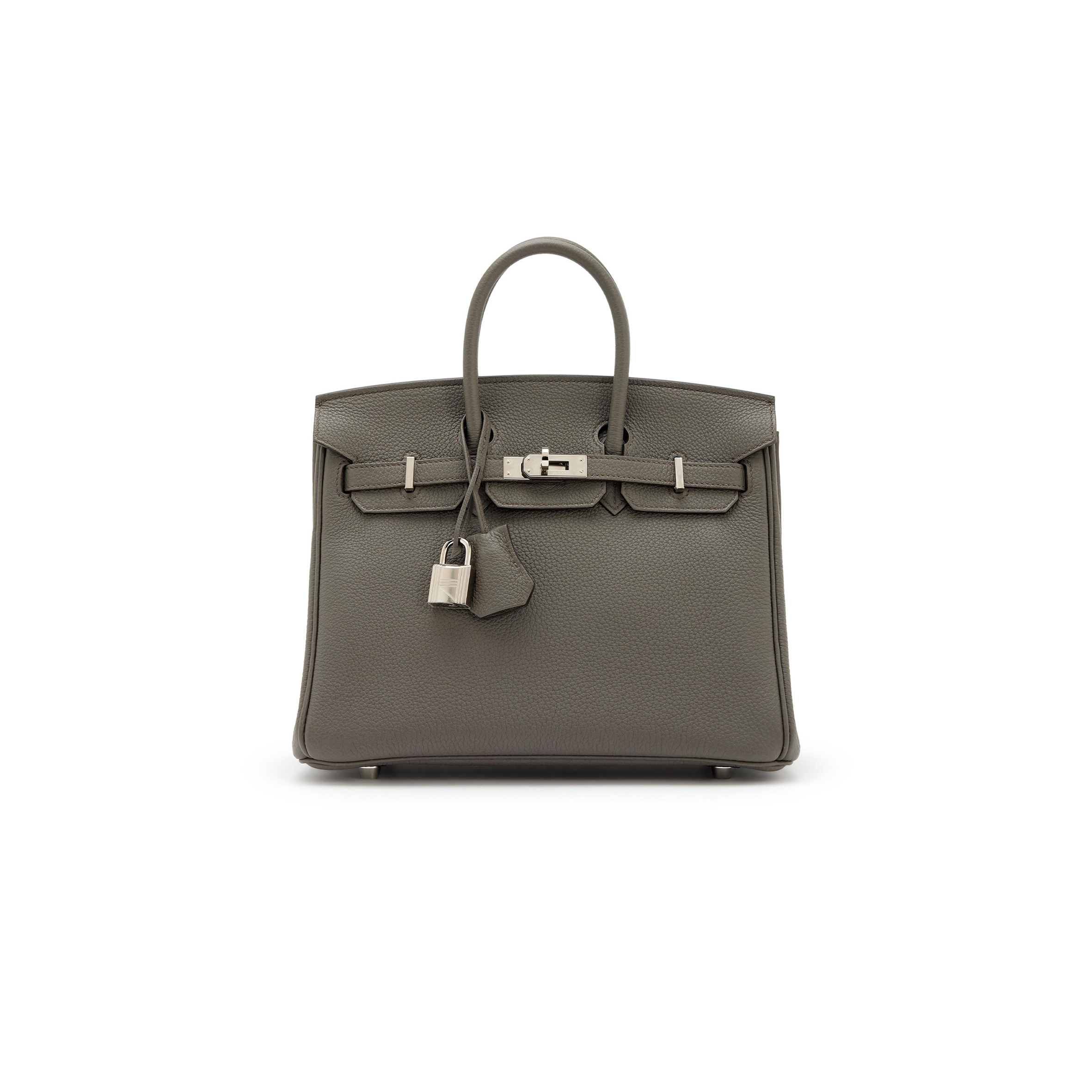 H**mes master birkin 25 togo leather pewter grey silver buckle bag bk258ftgss (25*20*13cm)